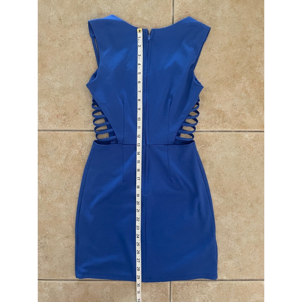Papaya Royal Blue Mini Dress Side Cutout Strappy Sleeveless Size Medium - Picture 9 of 9